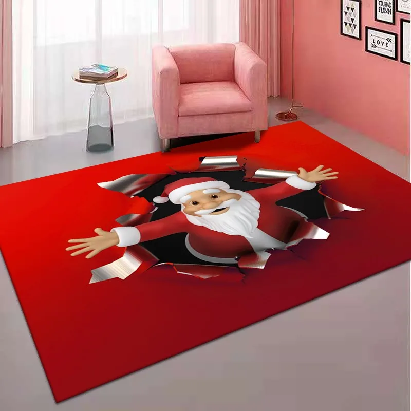 

Christmas Decor Rug Carpet For Living Room Bedroom Doormat Kitchen Non-Slip Floor Mat Santa Claus Rug Cartoon Bedroom Rug