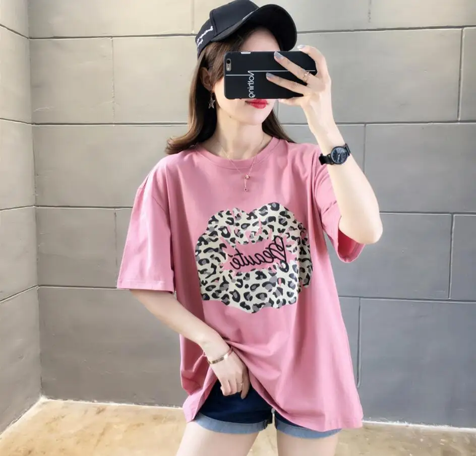 

ZNG 2019 New Summer Women T-Shirt for Lady Student Casual White Tops Women T Shirt Love Heart Print Tshirt Female