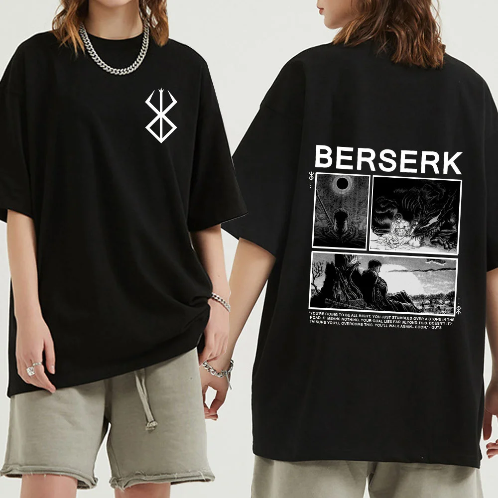 

Manga Swordsman Gatsu Sacrifice Zodd Anime Tshirts Funny Cotton Fashion Double Sided T-Shirt Men Berserk Guts Top T Shirt