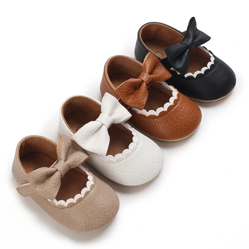 

Soft Leather Baby PU Shoes Newborn Rubber Sole First Walkers Floral Border Toddler Shoes Infant Girls Anti-slip Prewalker