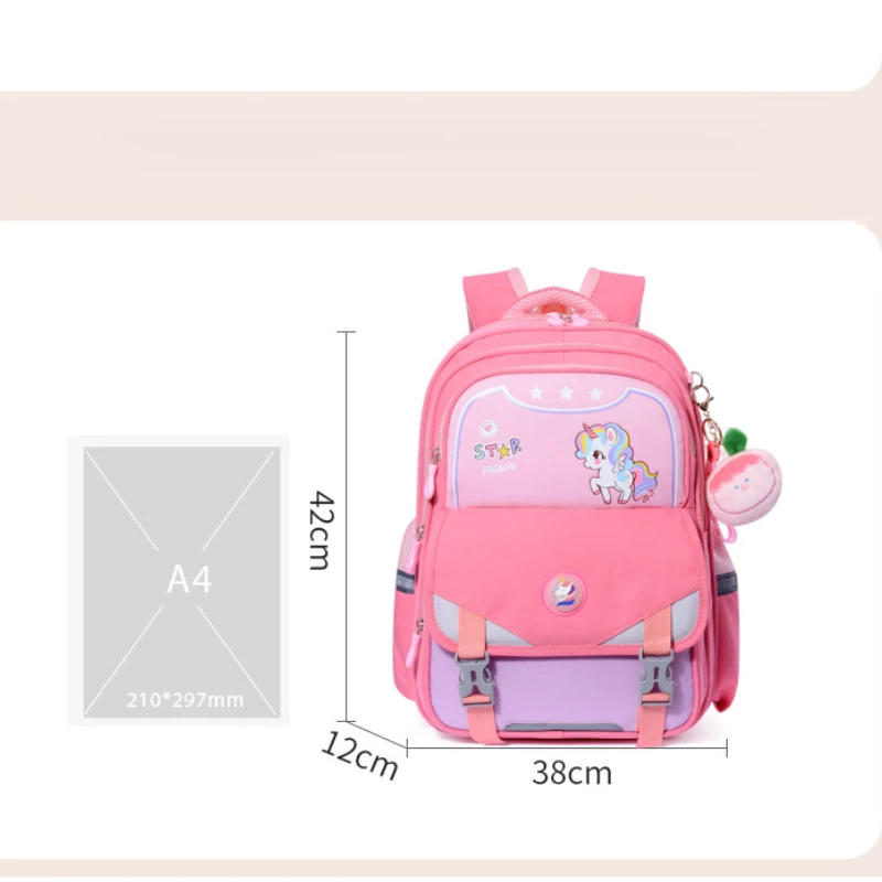 Легкий школьный портфель с мультипликационным единорогом и двойным плечом для