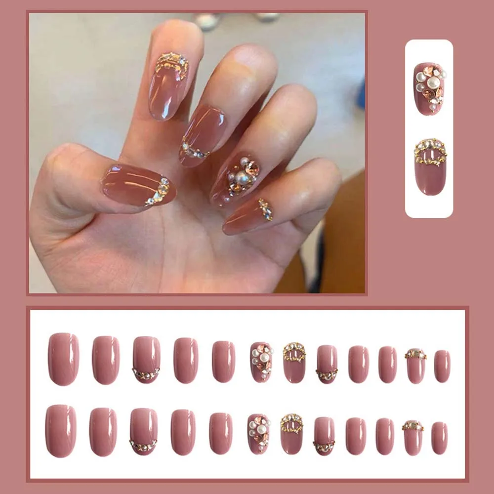 

24pcs Jelly bean paste pile drill False nails removable Manicure patch RP