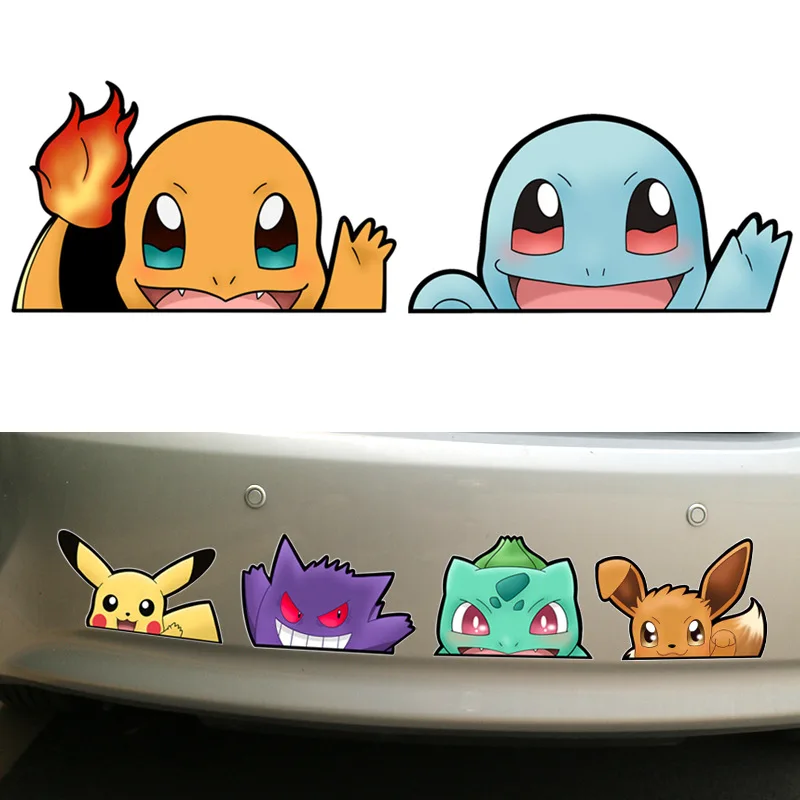 

Cute Cartoon Pokémon Car Stickers Pikachu Frog Seed Car Motorcycle Electric Car Graffiti Waterproof Sticker