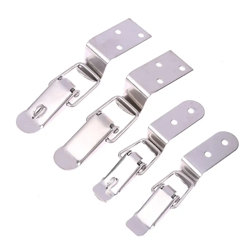 

90 Degrees Duck-mouth Buckle Hook Lock Stainless Steel Spring Loaded Draw Toggle Latch Clamp Clip Silver Hasp Latch Catch Clasp