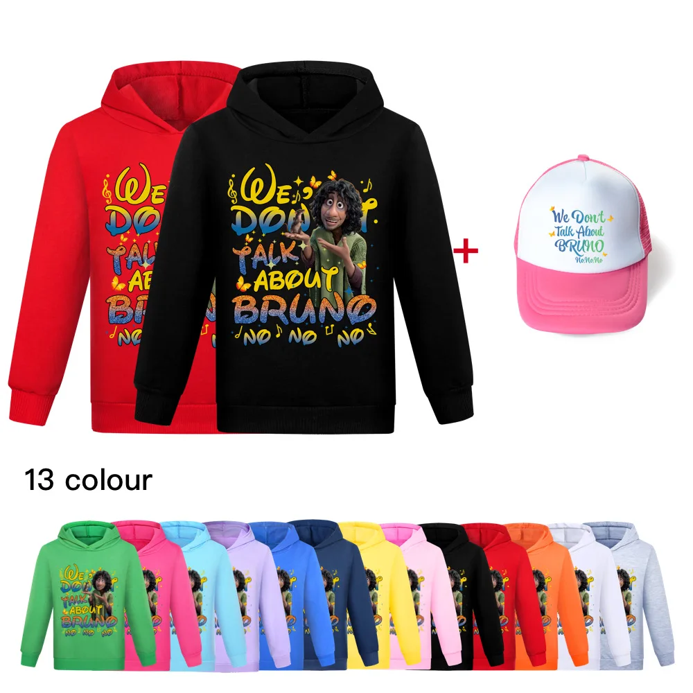 

2022 New Encanto Boys and Girls Comfortable Skin-Friendly Printed Hooded Sweatshirt and Hat Set for 2-16 Years Old