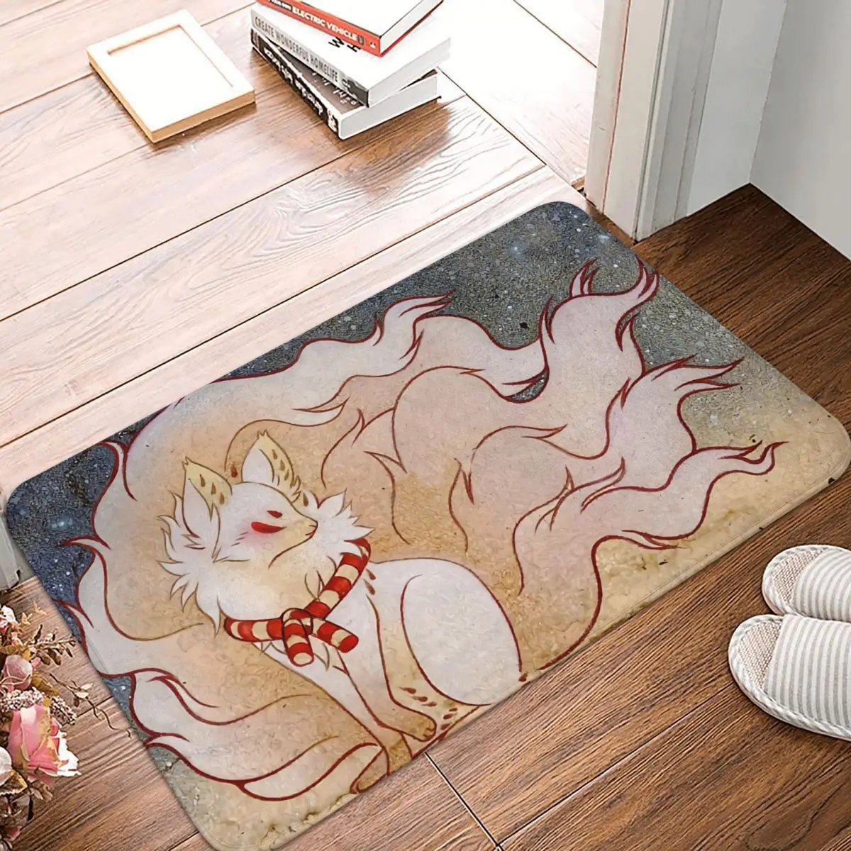 

Anti-Slip Doormat Kitchen Mat The Celestial Spirit Kitsune Yokai TeaKitsune Floor Carpet Entrance Door Rug Indoor Decor