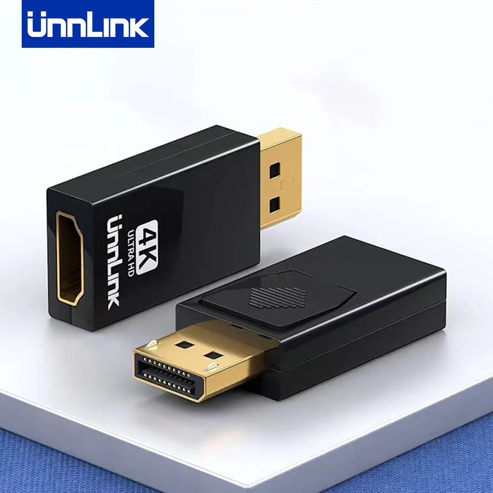 

UNNLINK 4K DisplayPort To HDMI Adapter Converter For PC TV 4K Male To DP To HDMI Female Adapt Video For Monitor Projector PC TV