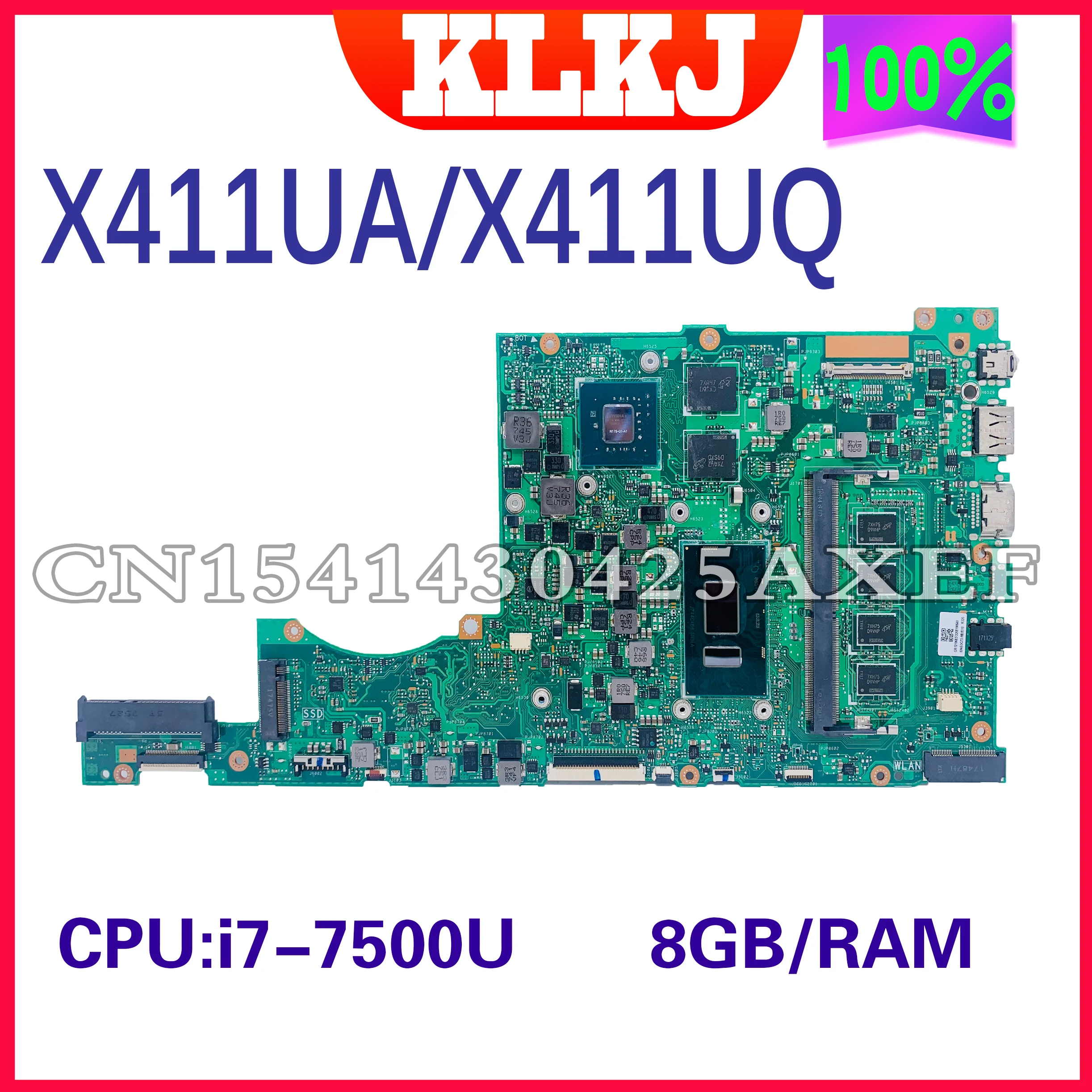 

Материнская плата Dinzi X411UA для ноутбука ASUS VIVO BooK S4000V S4100V X411UQ X411UA X411UN, материнская плата для ноутбука 100%, тест ОК, W/I7-7500U 8G/RAM