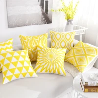 45x45cm yellow color geometric thicken cotton embroidery sofa cushion cover home decor throw pillowcase