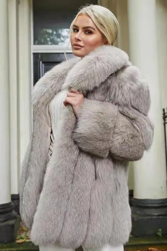 Winter Real Fox Fur Coat Natural Solid Cold-Resistant Fur Jackets Female Luxury Fashion Warm Thicken Overcoat Women Streetwear