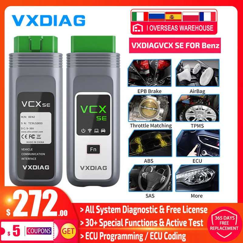 

VXDIAG VCX SE VX408 For Mercedes Benz DOIP All Systems Diagnostic Tools ECU Programmer ECU Coding For C4 C6 J2534 OBD2 Scanner