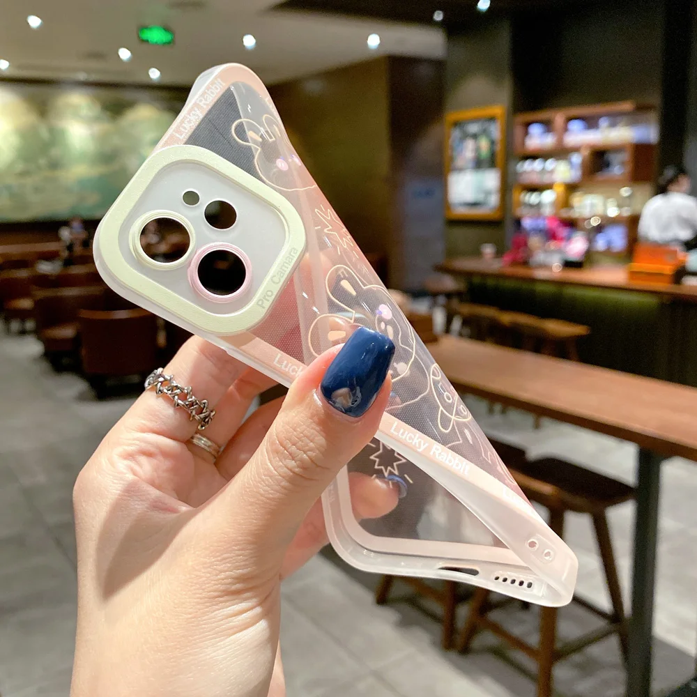 cute bear bunny phone case for iphone 13 pro max case iphone 11 12 pro 8 7 plus x xr xs max 12 13 mini se soft cover clear soft free global shipping