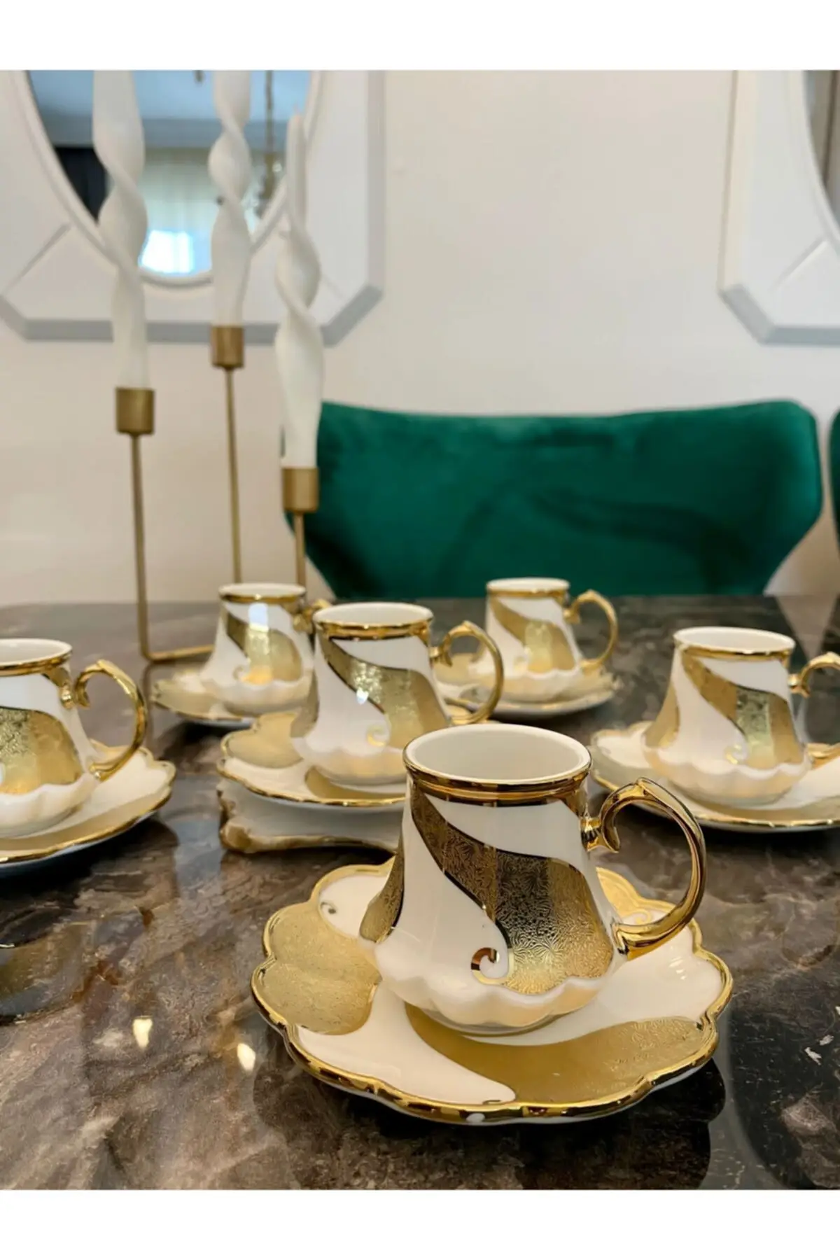 

Удивительный турецкий греческий арабский Набор чашек для кофе и эспрессо, набор золотых кофейных чашек для 6