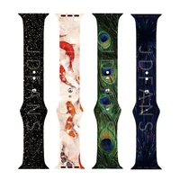 silicone strap for apple watch band 44mm 40mm 38mm 42mm 41mm 45mm women correa printed belt bracelet iwatch serie 7 6 se 5 4 3