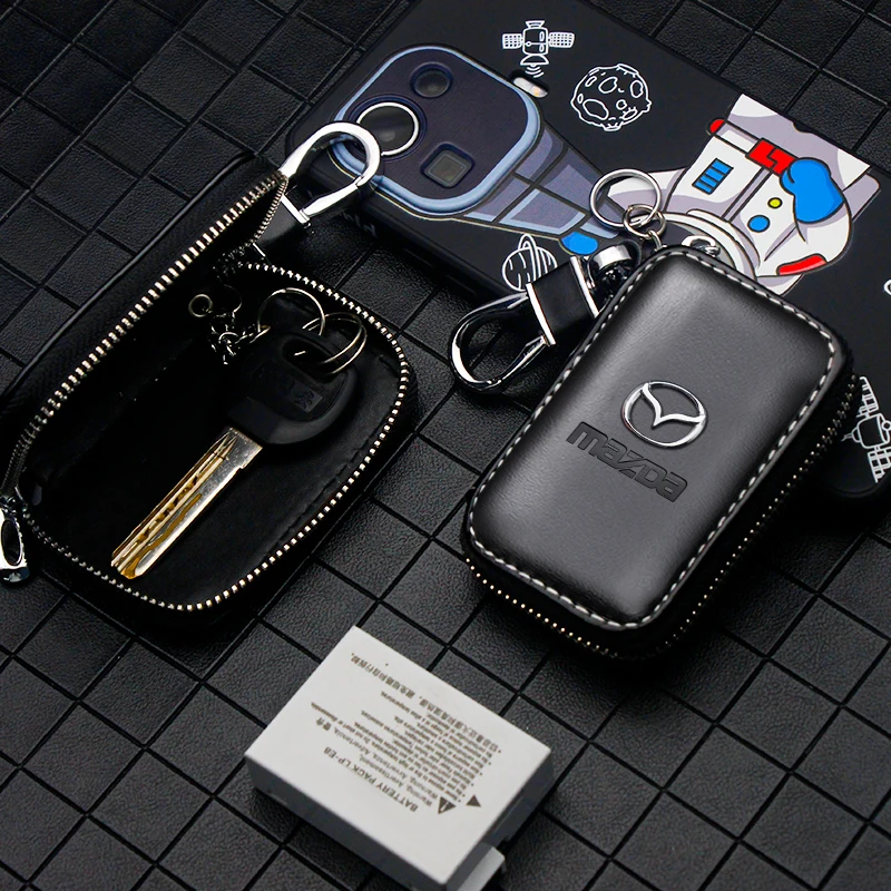 

Car Styling Key Case Keychain Coin Purse Auto Remote Control Storage Box Accessories For Mazda 3 Alexa CX4 CX5 CX8 CX30 Etc
