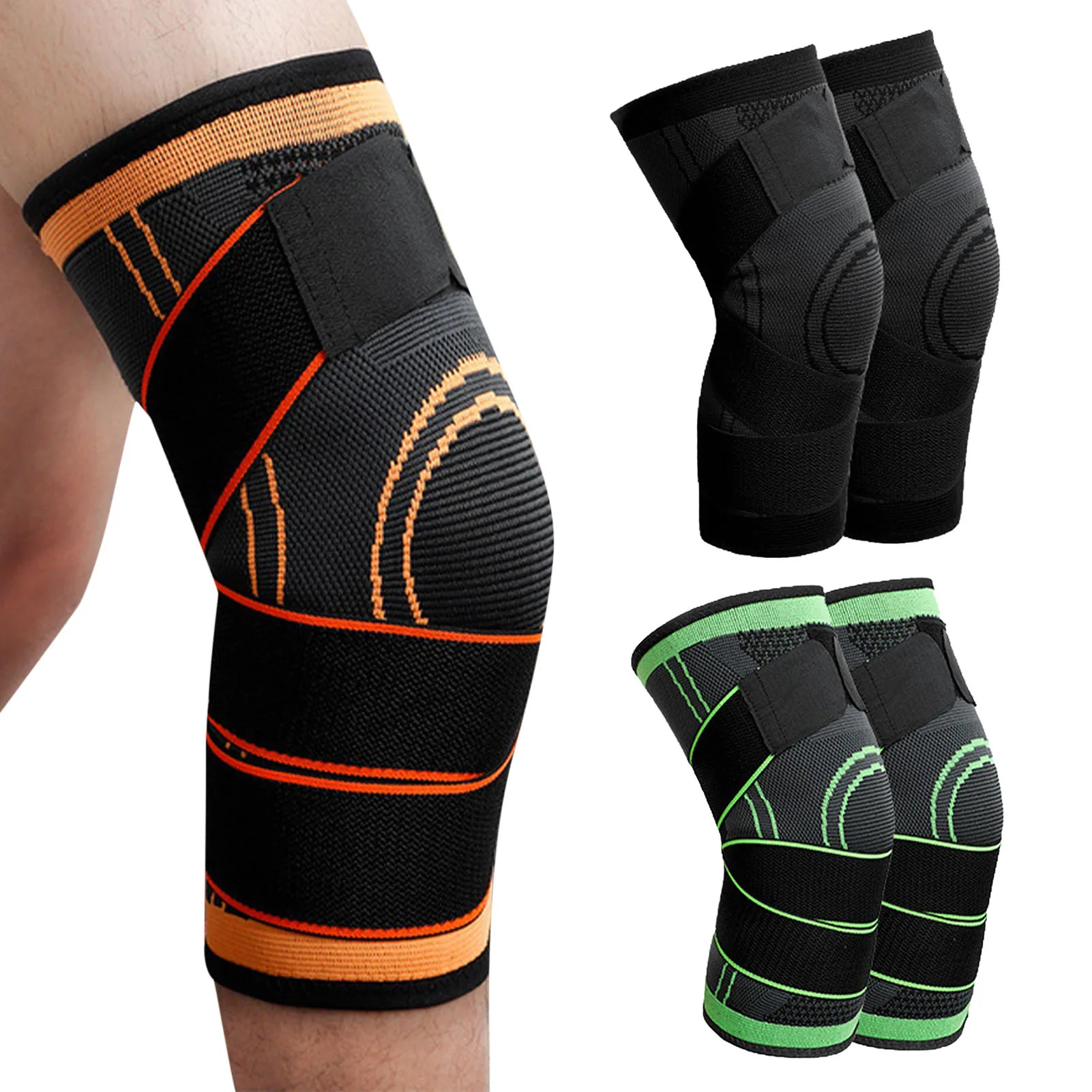 

1 Pair Sports Knee Brace Non-Slip Comfortable Knee Brace Compression Sleeve Unisex Protector Running Squat Fitness Pad