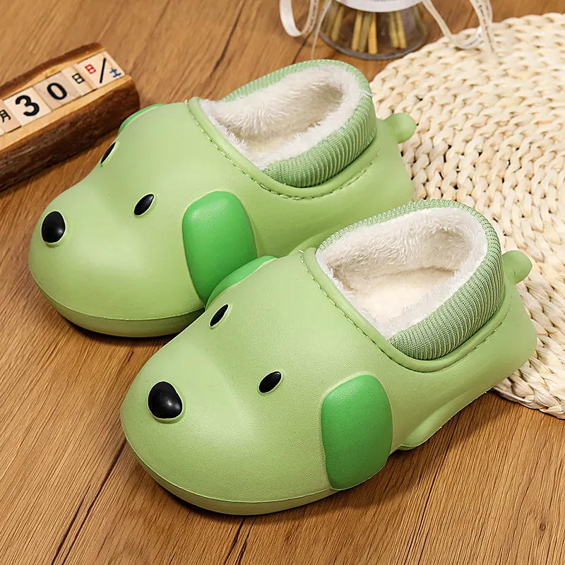 Fashion Unisex Shoes Women Slippers Cute Bear Cotton Slippers Winter Waterproof Warm Slippers Women Non-slip Home Slippers Men