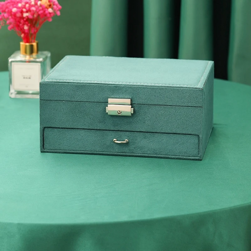 Jewelry Box Organizer, Large Necklace Jewelry Storage Organizer With Drawer Lock Women Jewelry Display Holder Case