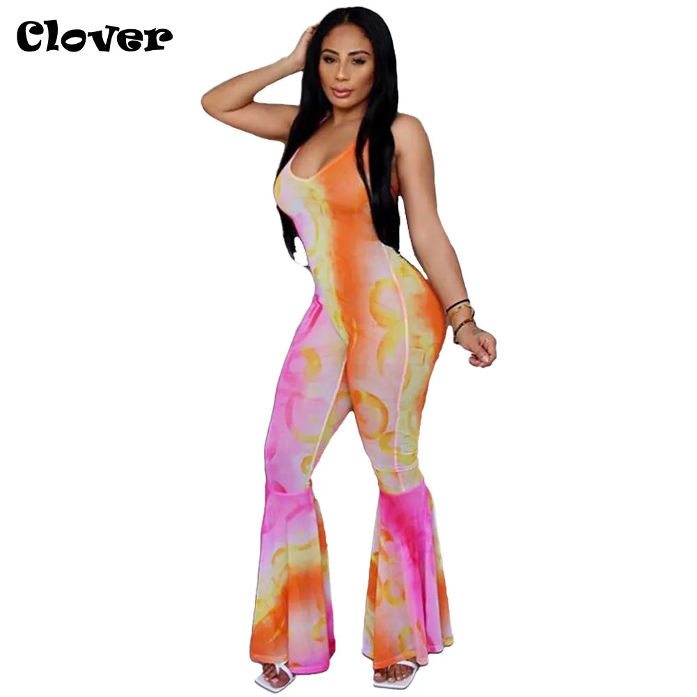 

Chiclover 2022 One Piece Jumpsuit Halterneck Lace Up Print Women Clothing Summer Sexy Backless Ruffles Rompers Dropshipping