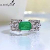 bk 100 925 sterling silver 1ct created moissanite emerald gemstone wedding engagement rings for women fine jewelry wholesale