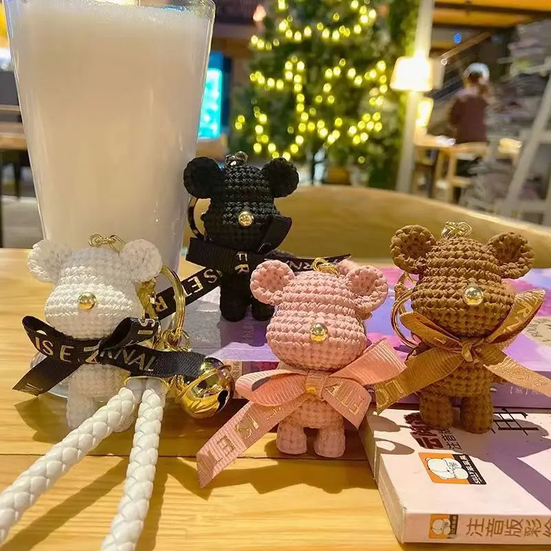 

Car Universal Cute Cartoon Bow Tie Bear Keychain Girl Lady Trend High-end Exquisite Personality Couple Bag Pendant Birthday Gift