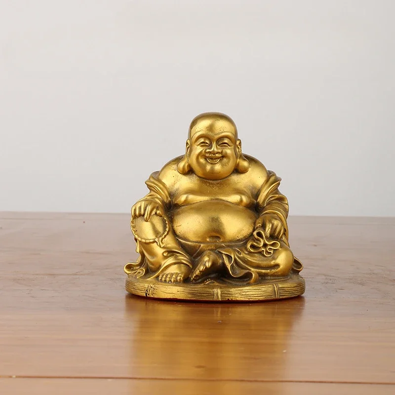 Китайский винтажный медный Бодхисаттва Maitreya Будда украшения горшок живот для