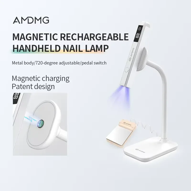 Фото AMDMG 2024, запатентованный дизайн, OEM-производство, перезаряжаемая мини-УФ/LED лампа для ногтей 500 мАч 3 Вт, оптовая продажа, с 3 режимами №2