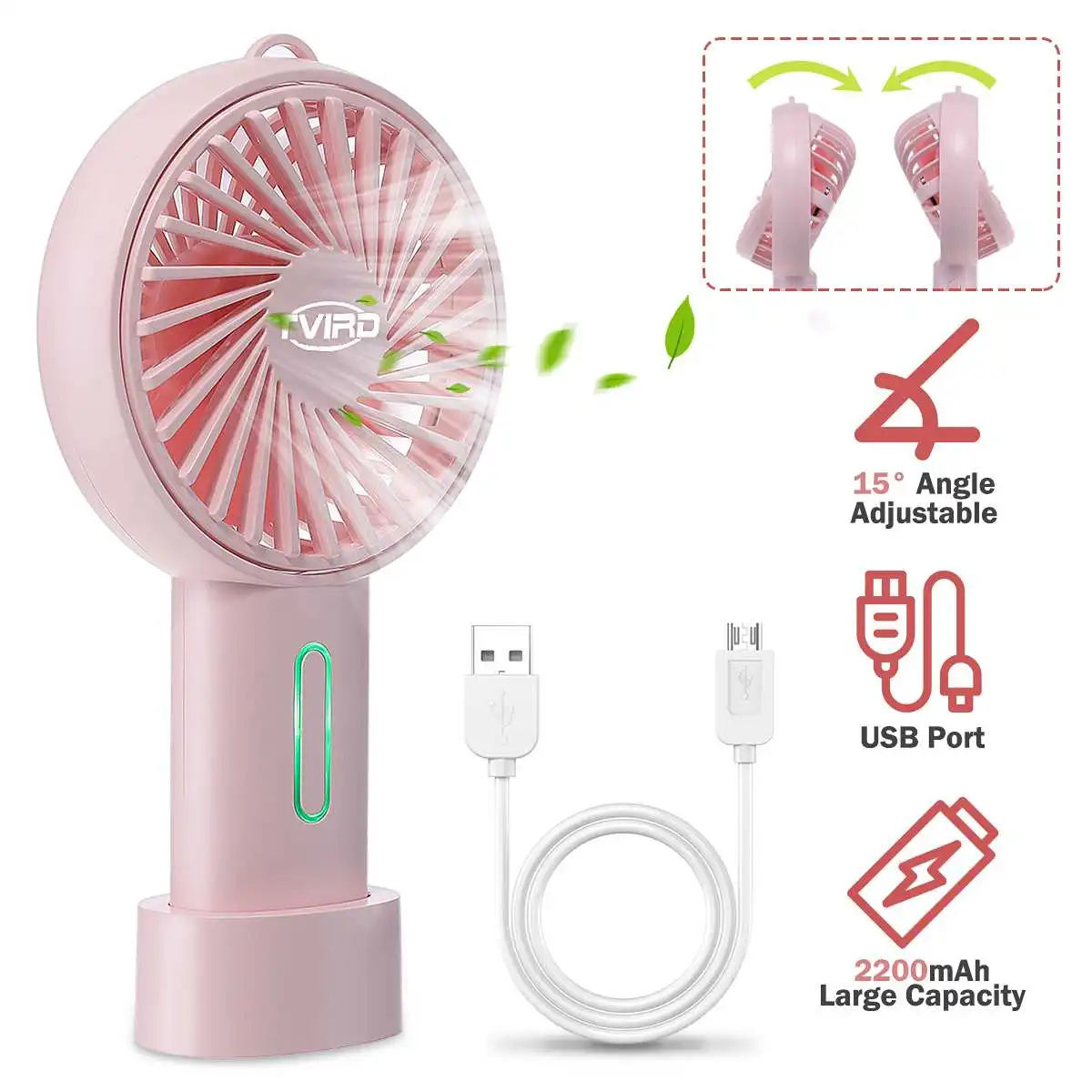 

Mini Portable Hand Fan USB Rechargeable Table Fan Air Cooling Handheld Fan Air Cooler 2200mAh 15° Angel Adjustable Ventilador