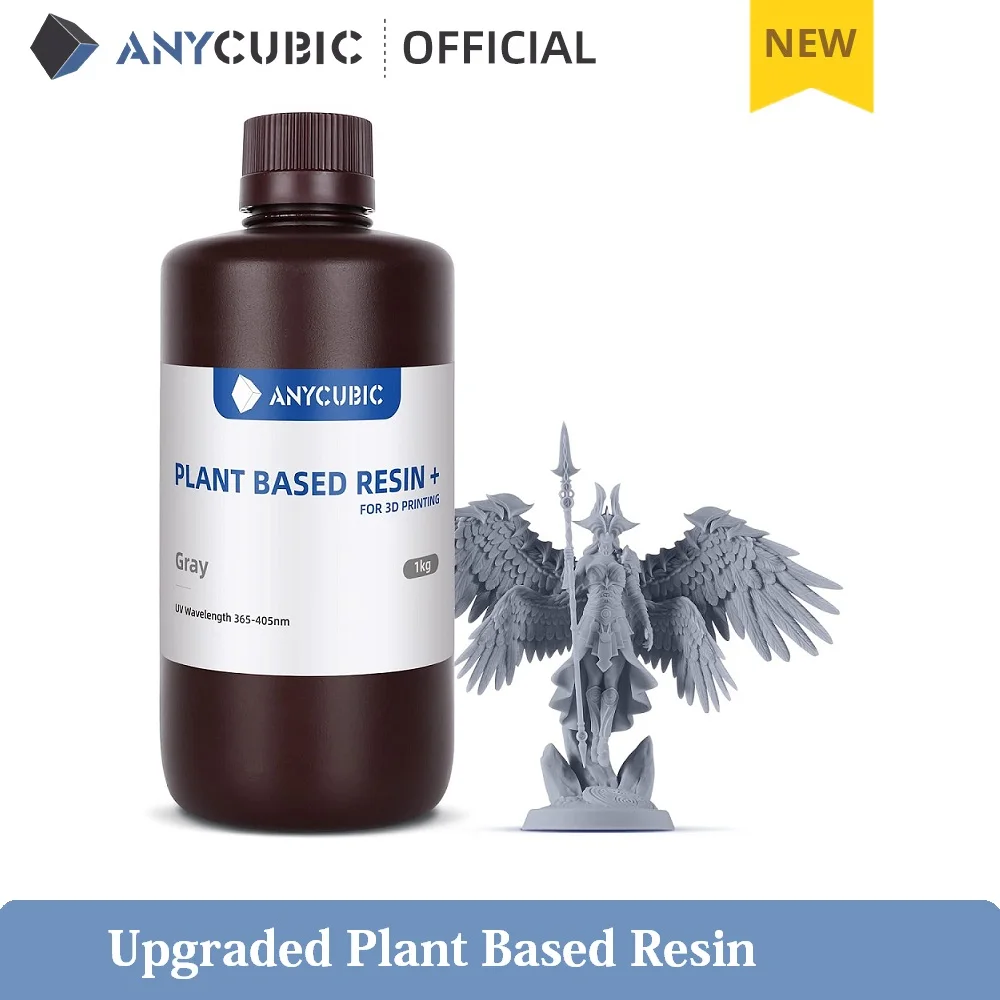 

ANYCUBIC Upgraded Plant Based Resin with Low Odor 3D Printer Resin Strength 405nm High Precision UV Photopolymer Resin for LCD