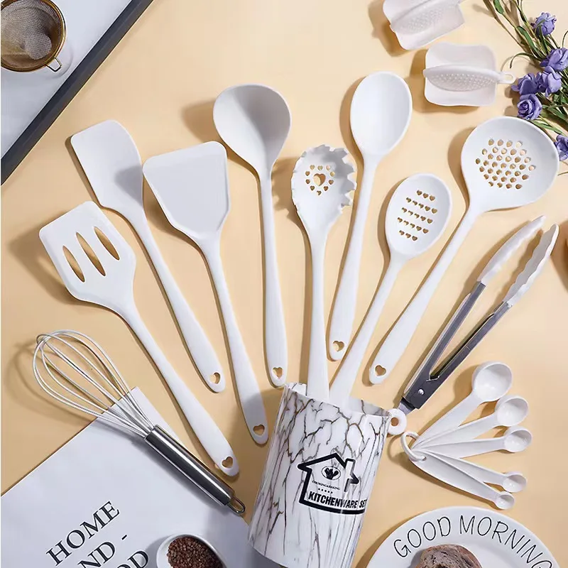 

Pasta Food Spoon High Spatula Soup Cookware Spoon Resistant 18pcs Grade Silicone Non-stick Temperature Surface Kitchenware