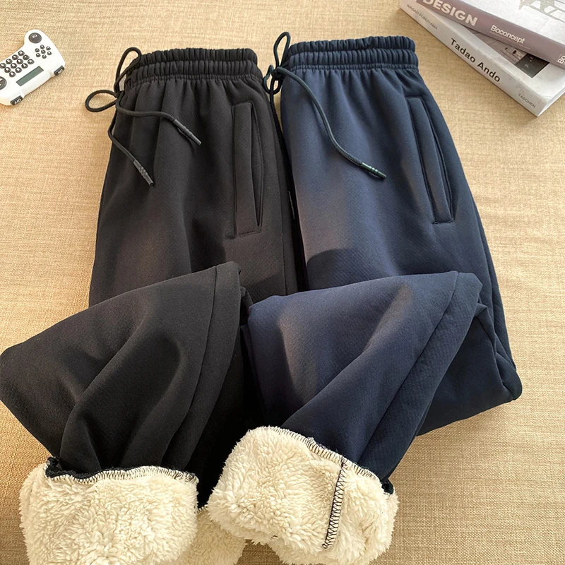 

Hot Winter Pants Men Winter Thicken Polar Fleece Pants Casual Fashion Lambswool Thermal Sweatpants Drawstring Trousers Harajuku