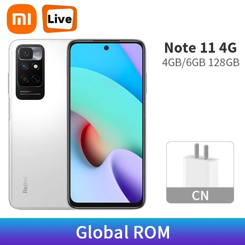 Смартфон Xiaomi Redmi Note 11 4G с глобальной прошивкой 4/6 ГБ + 128 90 Гц 6 5 дюйма DotDisplay камера 50