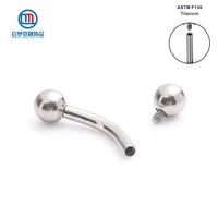 14g astm f136 titanium internally threaded eyebrow stud double ball curved barbell navel belly button ring body piercing jewerly