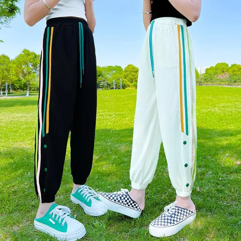 

Детские спортивные брюки с надписью на осень и весну, простые длинные брюки для мальчиков и девочек, спортивные детские брюки, повседневные ...