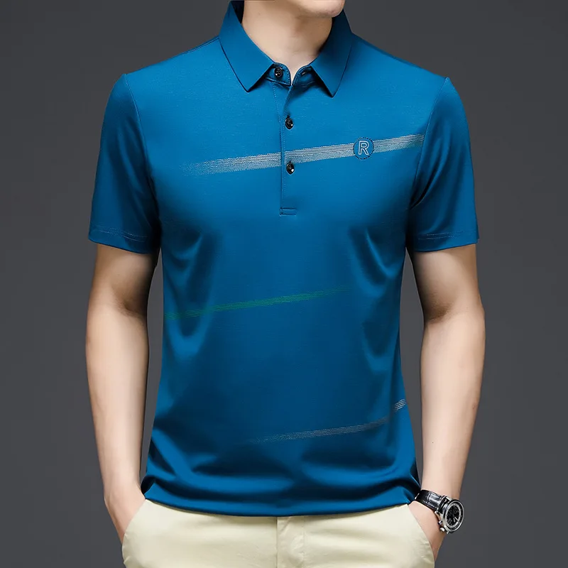 

New Men's Solid Polo Shirt Lapel Long-sleeved Polos Shirt Zipper Collar Fashion Spring And Autumn Thin Shirt Casual Loose Tops