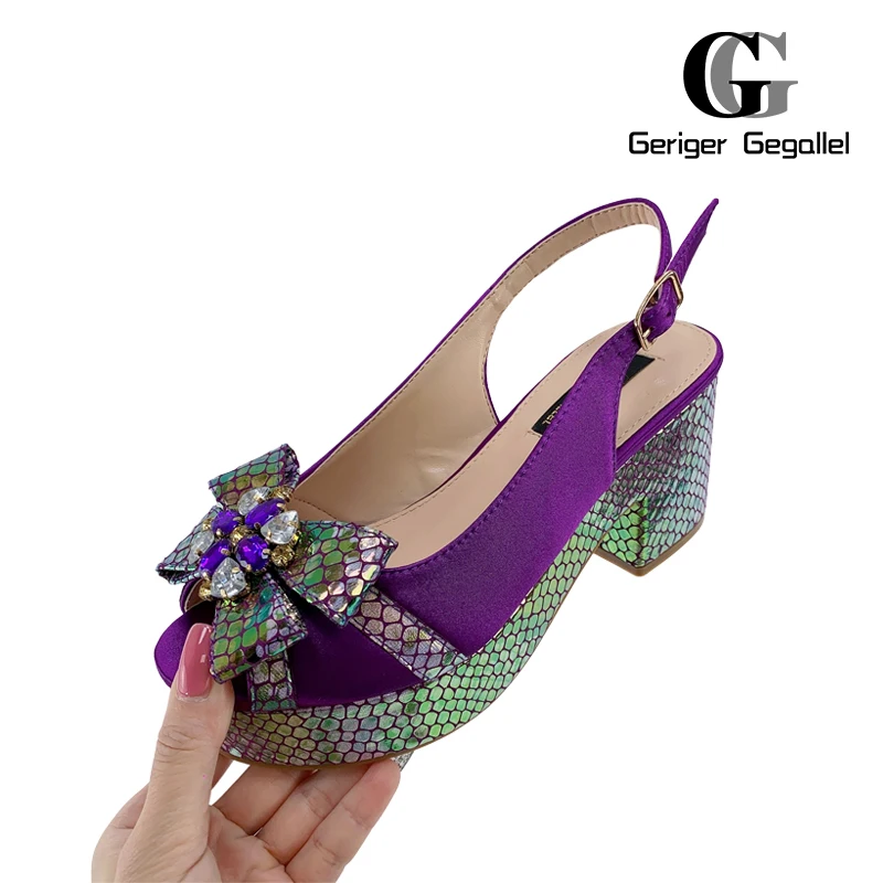 Spring SummerTop Brand 2023 New Fashion Purple Nigerian Women's Party Shoes For African Ladies Wedding Party