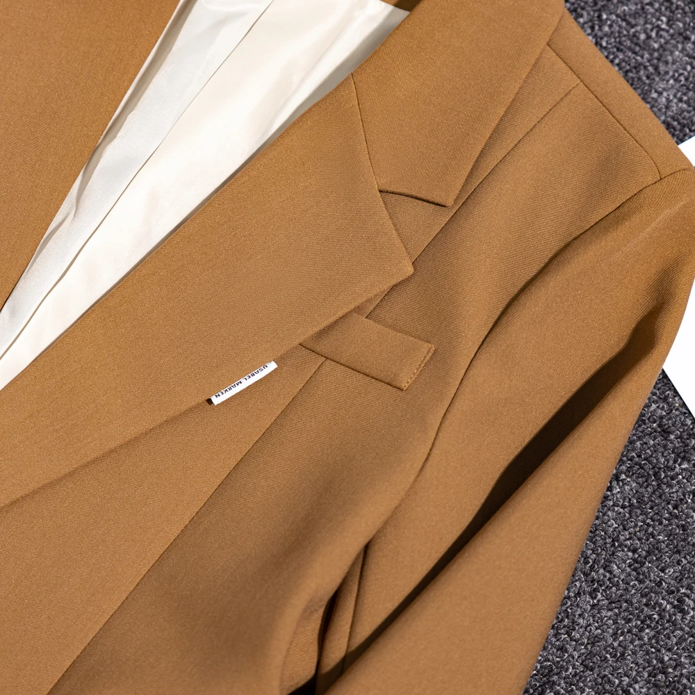 Korean Autumn Winter Women Coffee Gray Formal Blazer Office Ladies Female Long Sleeve Wide Loose Business Work Wear Jacket Coat