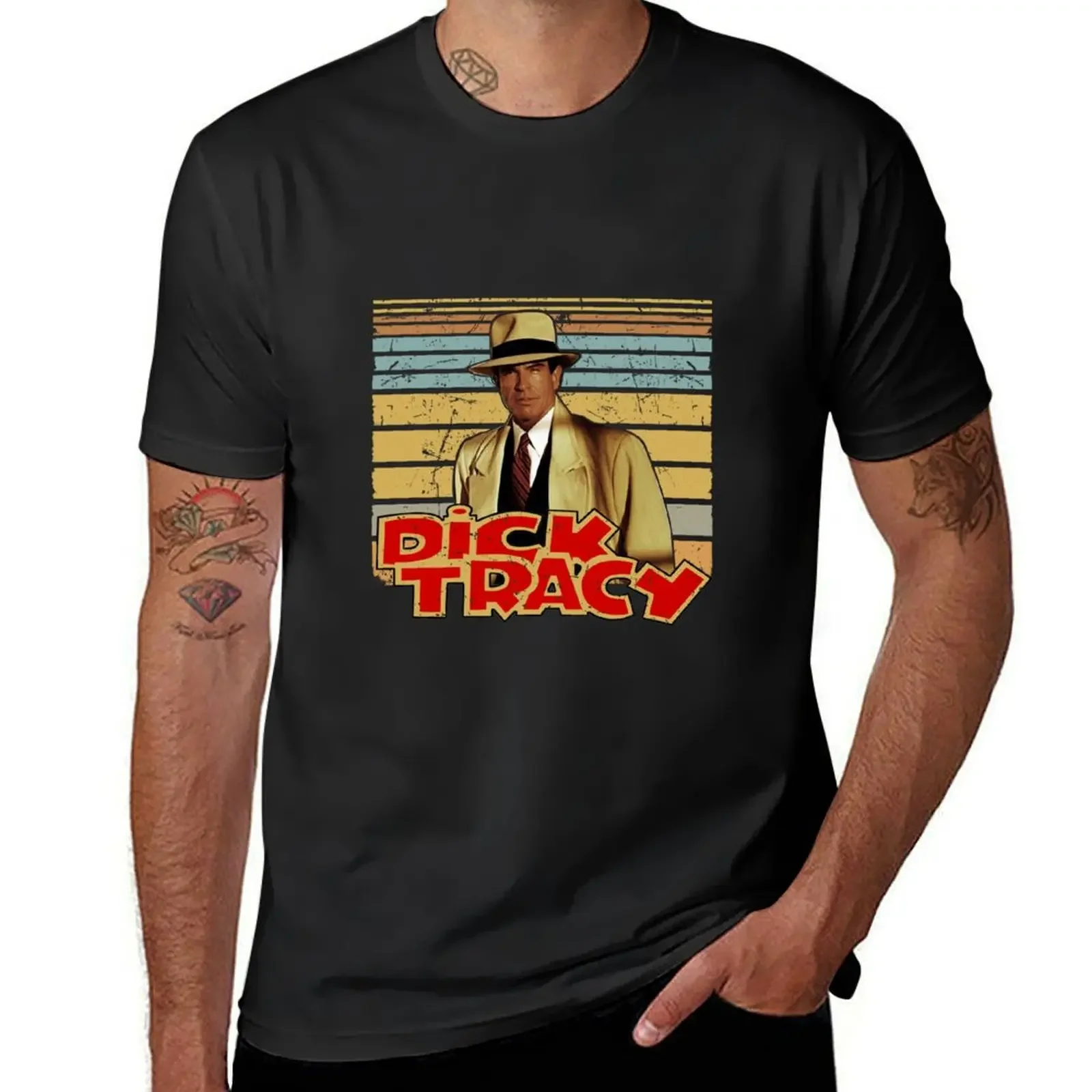 Мужская футболка в стиле ретро Dick Tracy с синим замком для любителей спорта черные