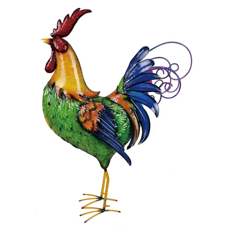

Inch Bright Metal Rooster Garden Statue