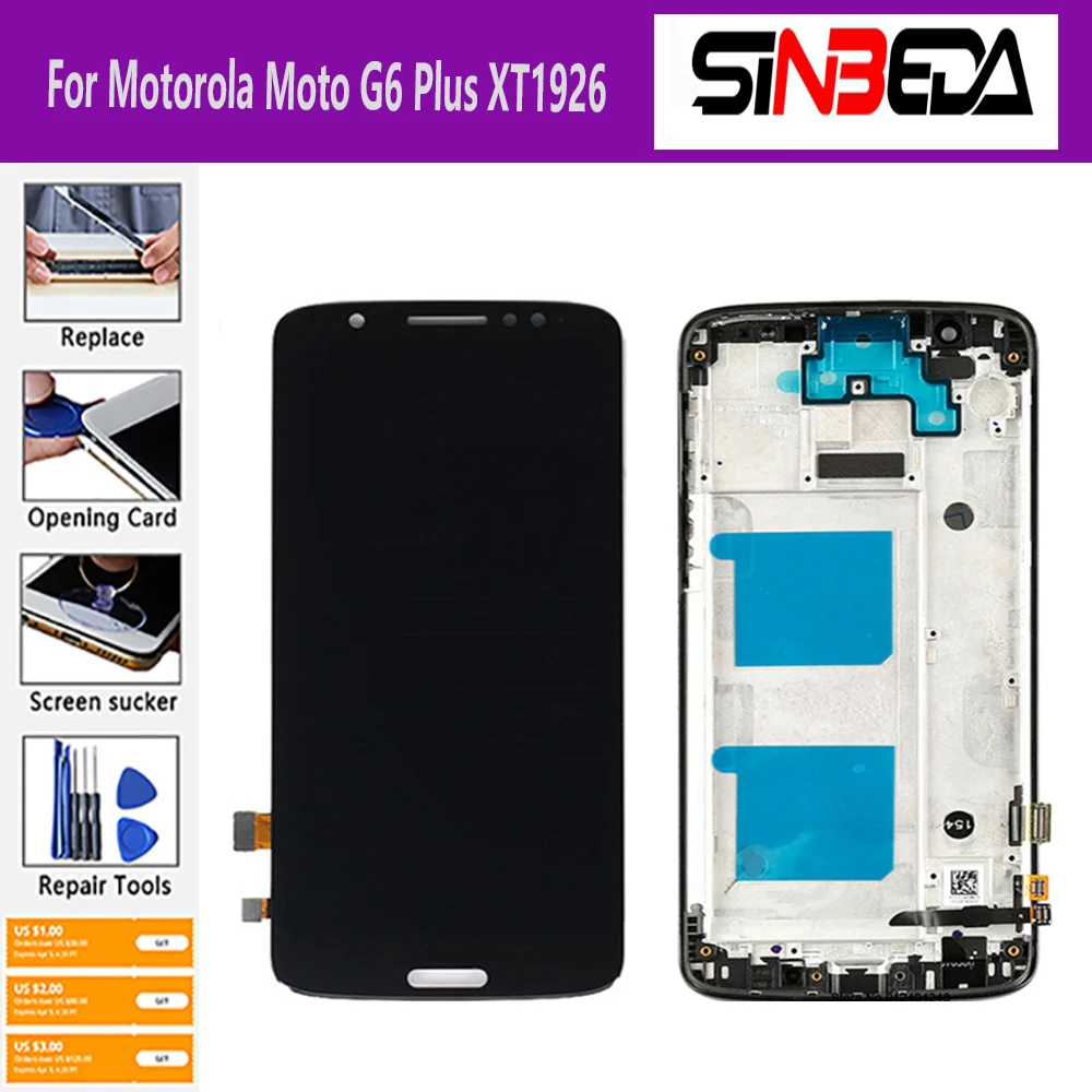 

5.93" Original LCD For Motorola Moto G6 Plus XT1926 LCD Display Touch Screen+Frame Digitizer Replacement For Moto G6 Plus LCD