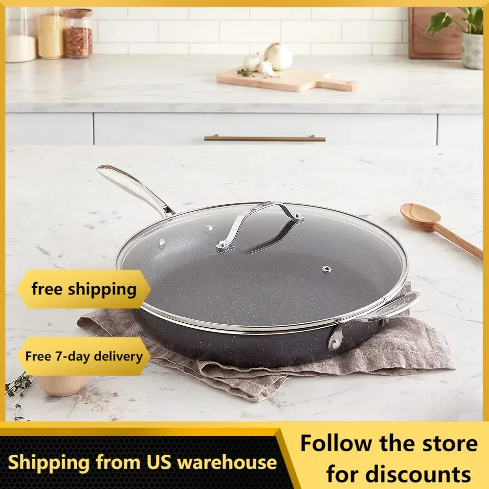 

Two Sides Frying Pan Electric Pancake Cooker Oven and Dishwasher Safe Black Family Sized Open Skillet Large Stainless Steel Home
