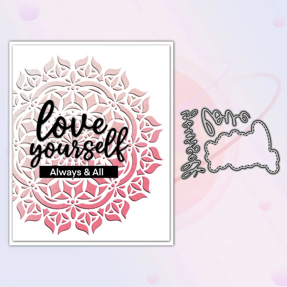 

3pcs Swash Love Yourself DIY Metal Cutting Dies Best Wishes Scrapbooking Embossed Cut Dies For Handmade Cards Diary Crafts Decor