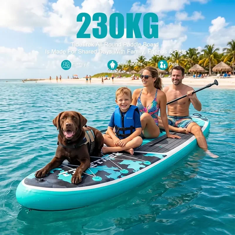 Фото Надувная доска для серфинга TIDETREK 350*89*15см: Хит продаж, премиум-класс, универсальная доска для падлбординга (ISUP) №4