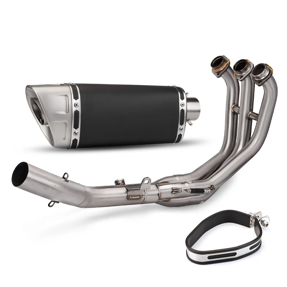 

Надевается для YAMAHA MT09 MT09SP FZ09 2021-2024, выхлопная система мотоцикла, модифицированная передняя труба, углеродное крепежное кольцо глушителя