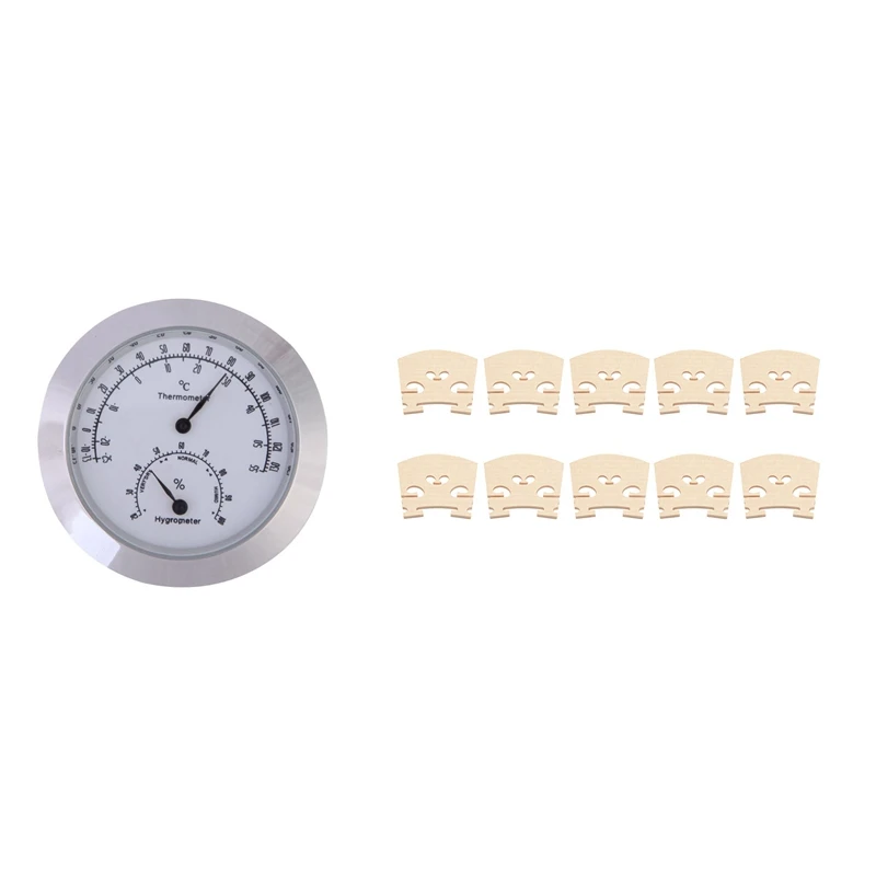 

New Guitar Violin Thermo Hygrometer Moisture Meter With Violin Bridge 4/4 Maple Leaf Violin Bridge Violin Parts