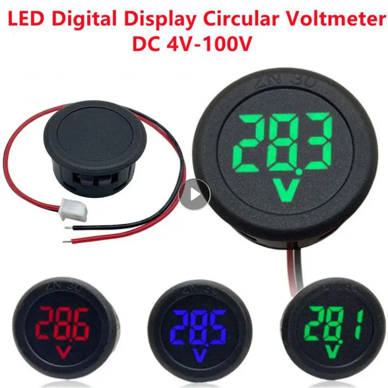 

Two-wire Voltmeter With Digital Display Circular For Car Auto Motorcycle Boat Display Reverse Connection Protection Tools
