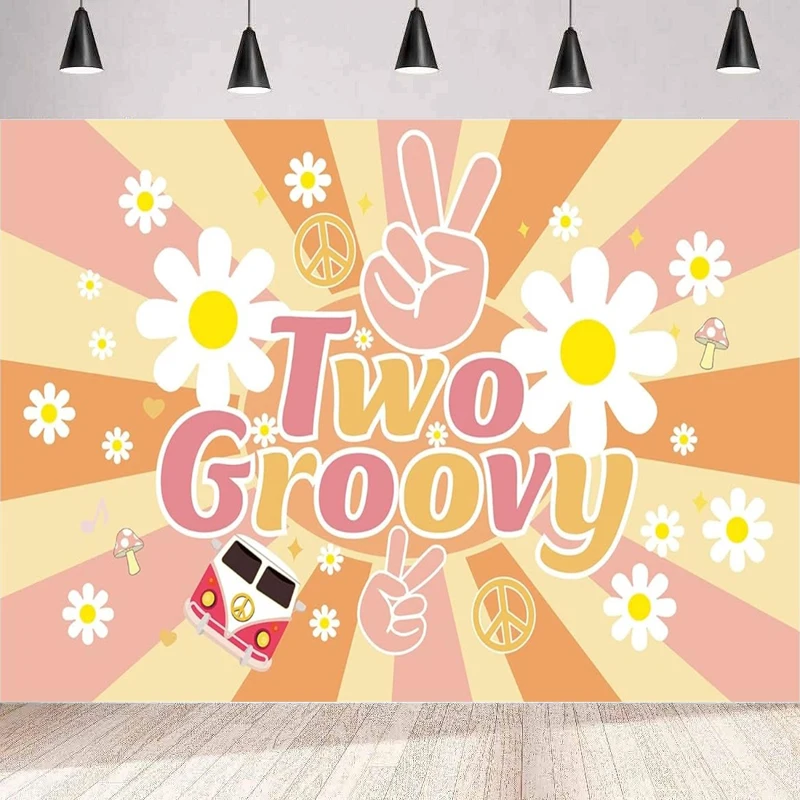 Два Groovy фон для фотосъемки в стиле ретро хиппи бохо девушка украшение вечеринки