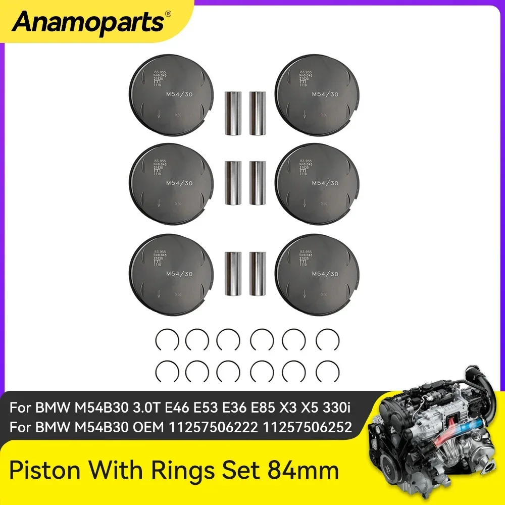

Поршень с кольцами Enginer Pairts, подходит для BMW 330i 530i X5 Z4 E46 E53 E60 E85 M54 3,0 L 11257506222 0,5