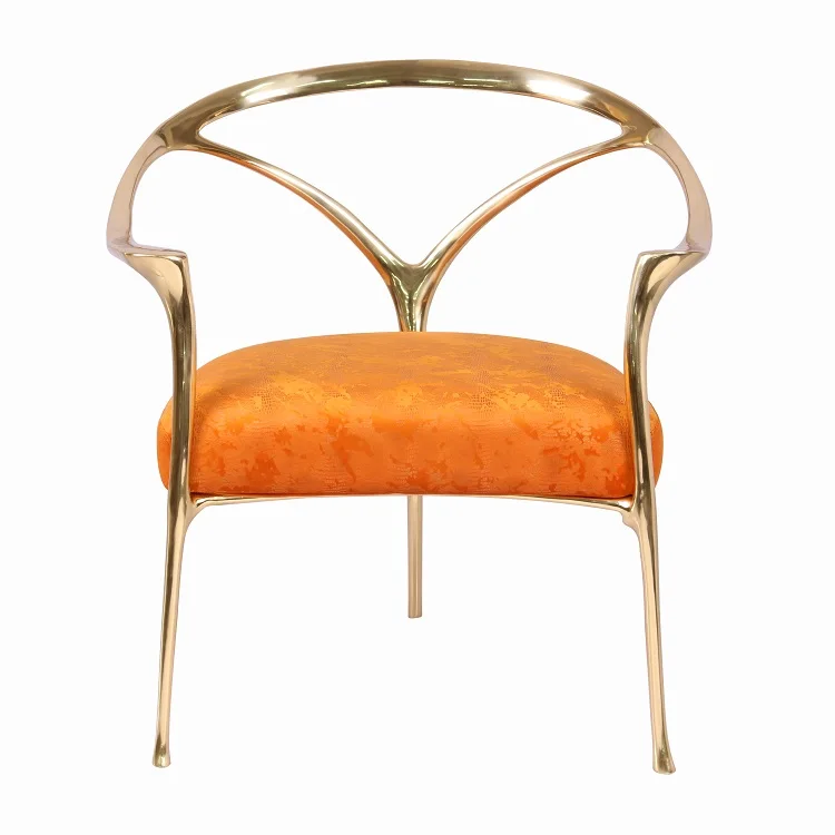 

Modern Luxury Single Chair Copper Fabric Soft Bag Single Chair