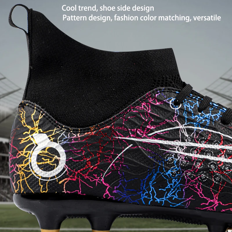 Men Soccer Shoes TF/FG Sell Well High Ankle Adult Child Football Boots Turf Kids Indoor Futsal Football Training Sneakers 33-48#